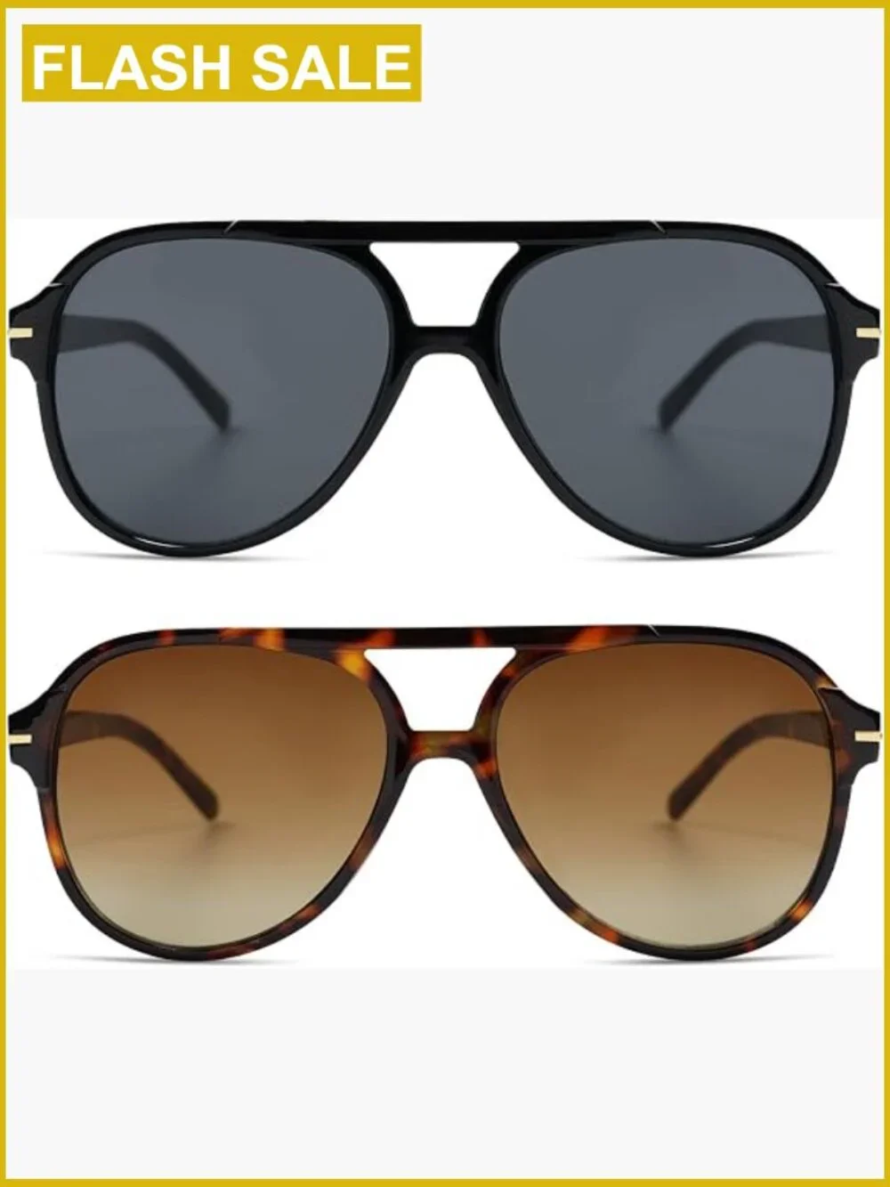 Vintage Oversized Square Aviator Sunglasses 70s Classic Trendy